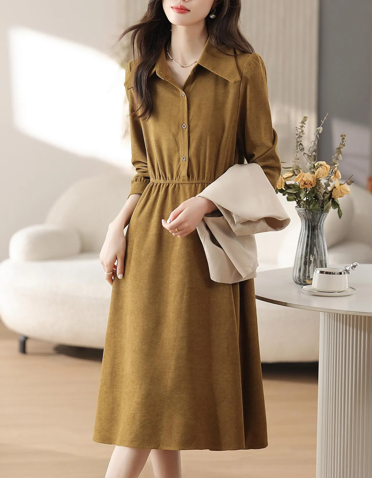 Trendy Button-up Dress in Cotton Poplin for Women