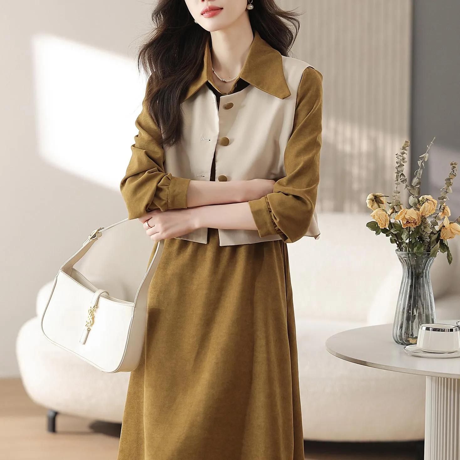 Trendy Button-up Dress in Cotton Poplin for Women