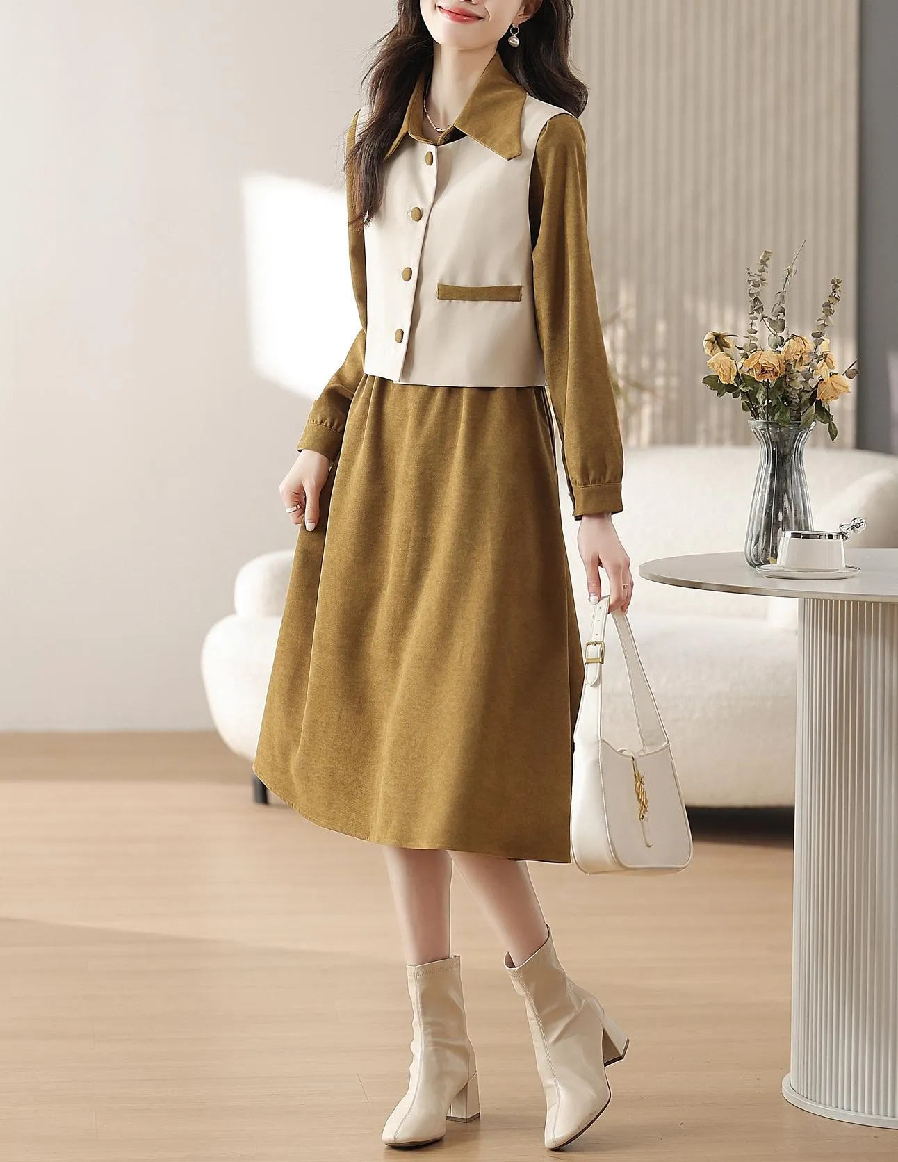 Trendy Button-up Dress in Cotton Poplin for Women