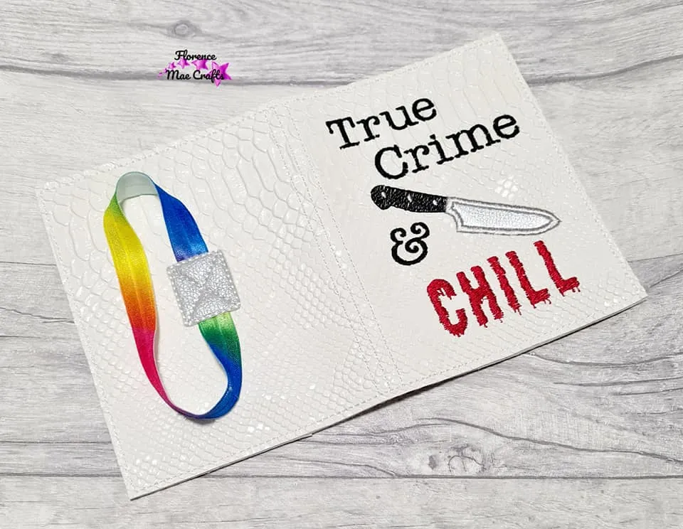 True Crime & Chill applique ITH notebook cover (2 sizes available) machine embroidery design DIGITAL DOWNLOAD