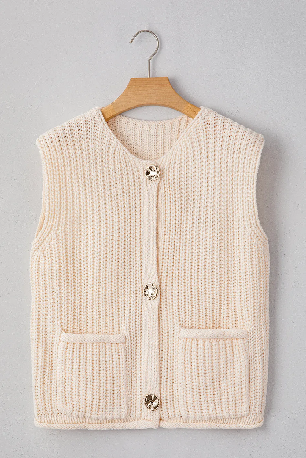 Truly Charming White Button Sweater Vest