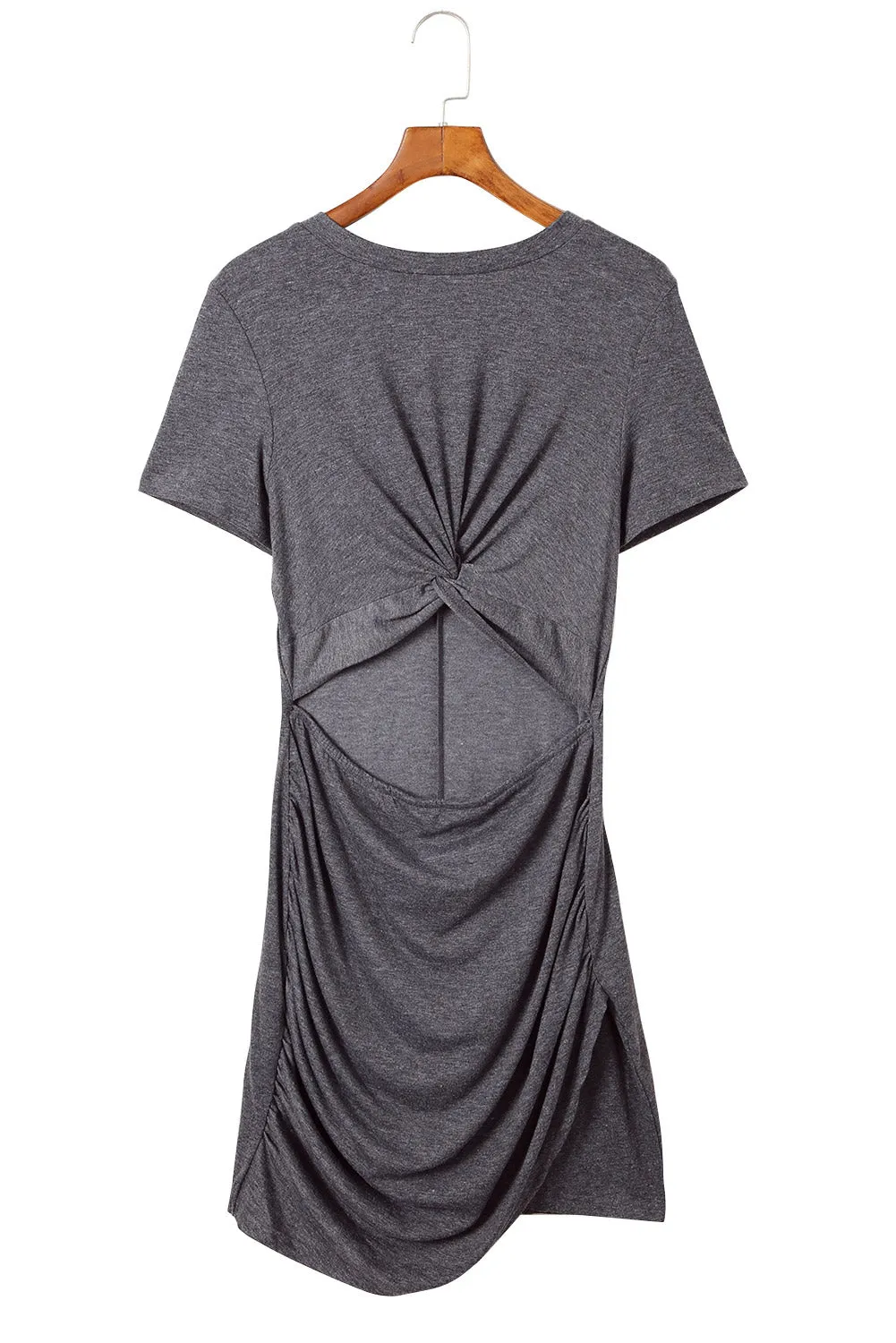 Twist Front Mini Dress with Hollow-out and Ruched Skirt