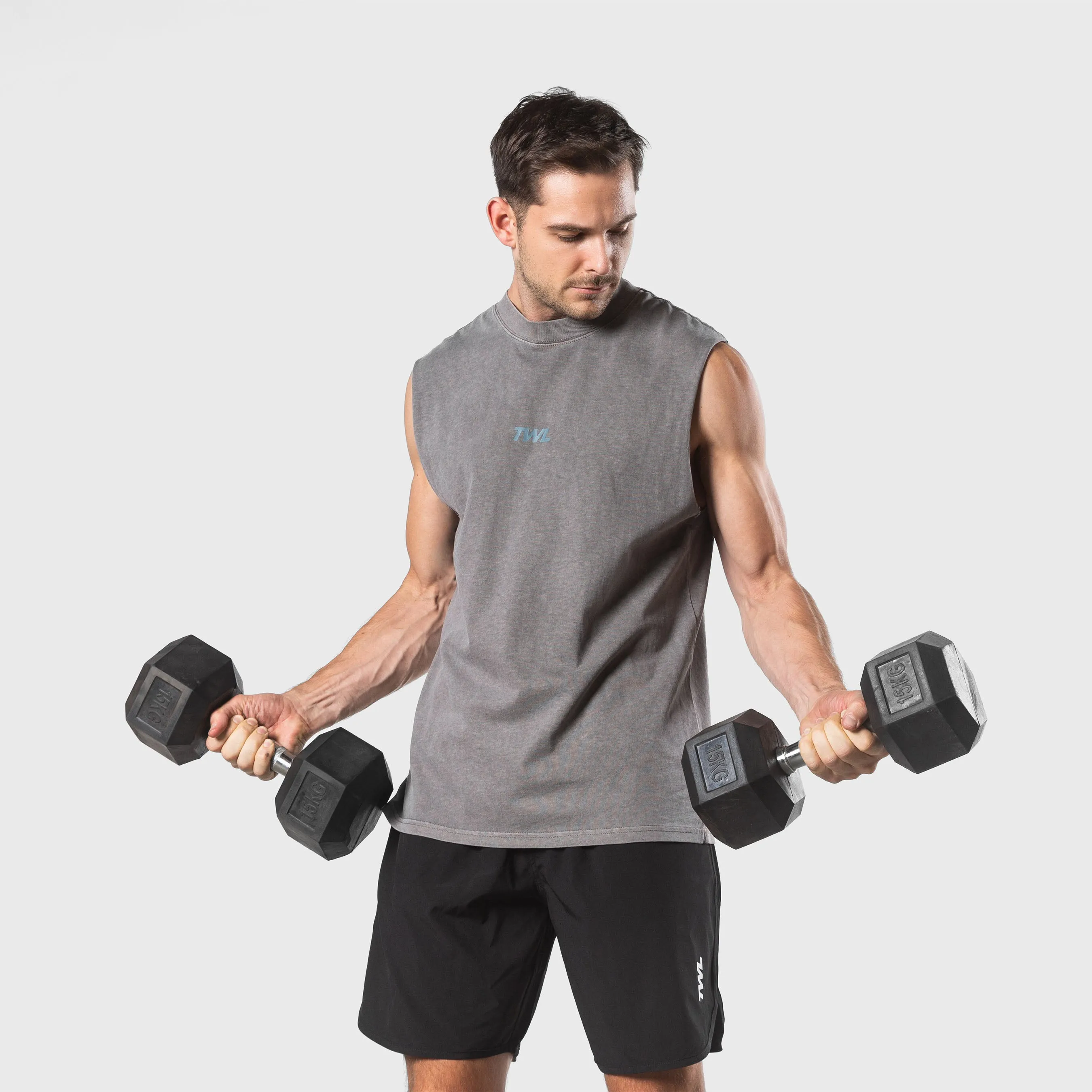 TWL - LIFESTYLE OVERSIZED MUSCLE TANK - WASHED GREY