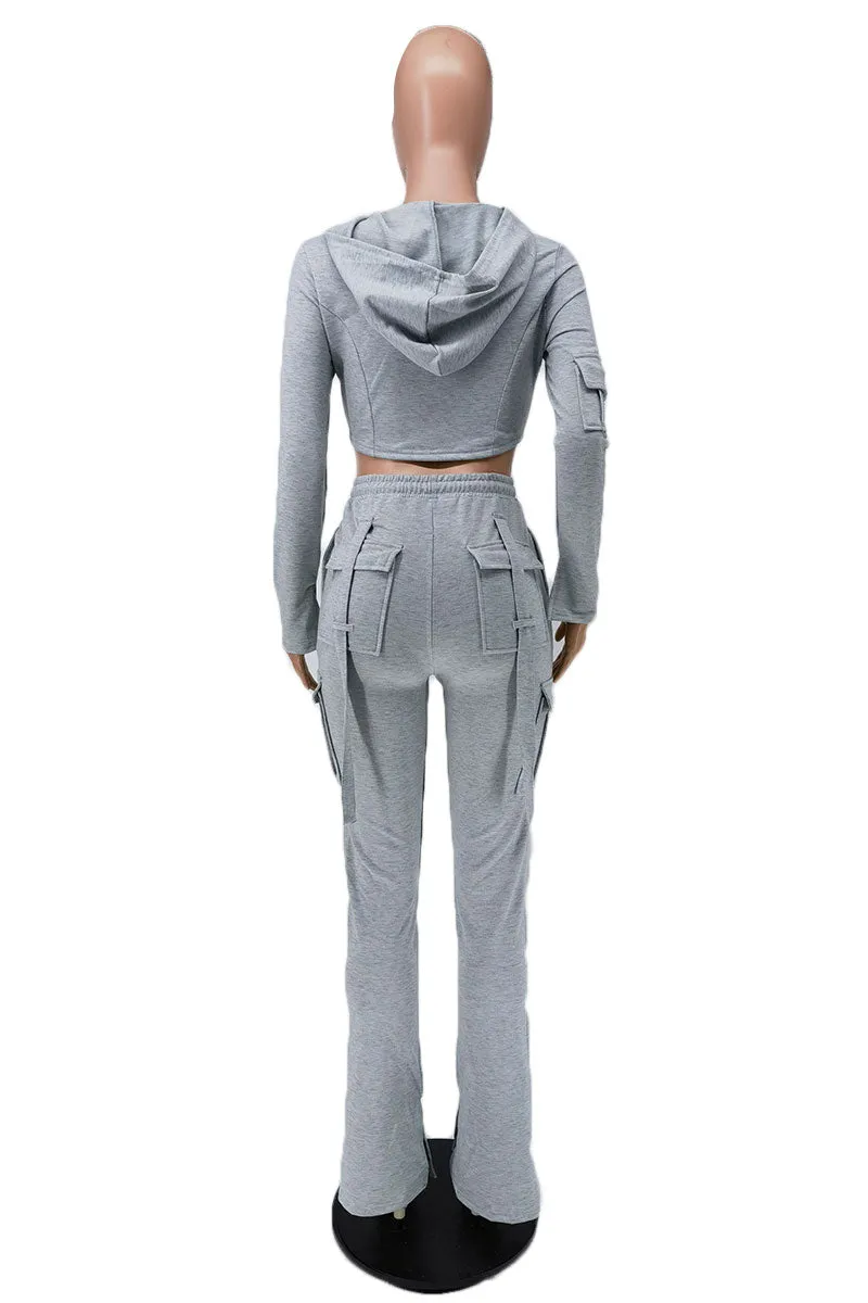UJ0218 Fitted Hoodie Tracksuit Set