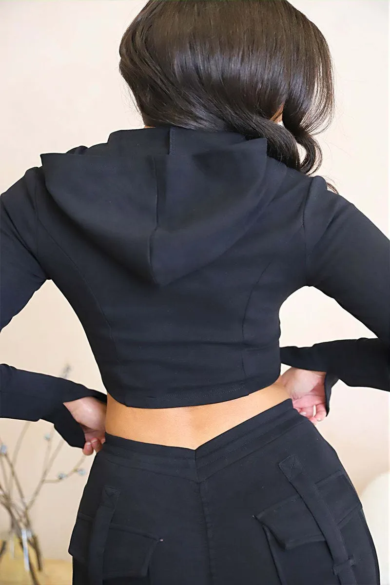 UJ0218 Fitted Hoodie Tracksuit Set