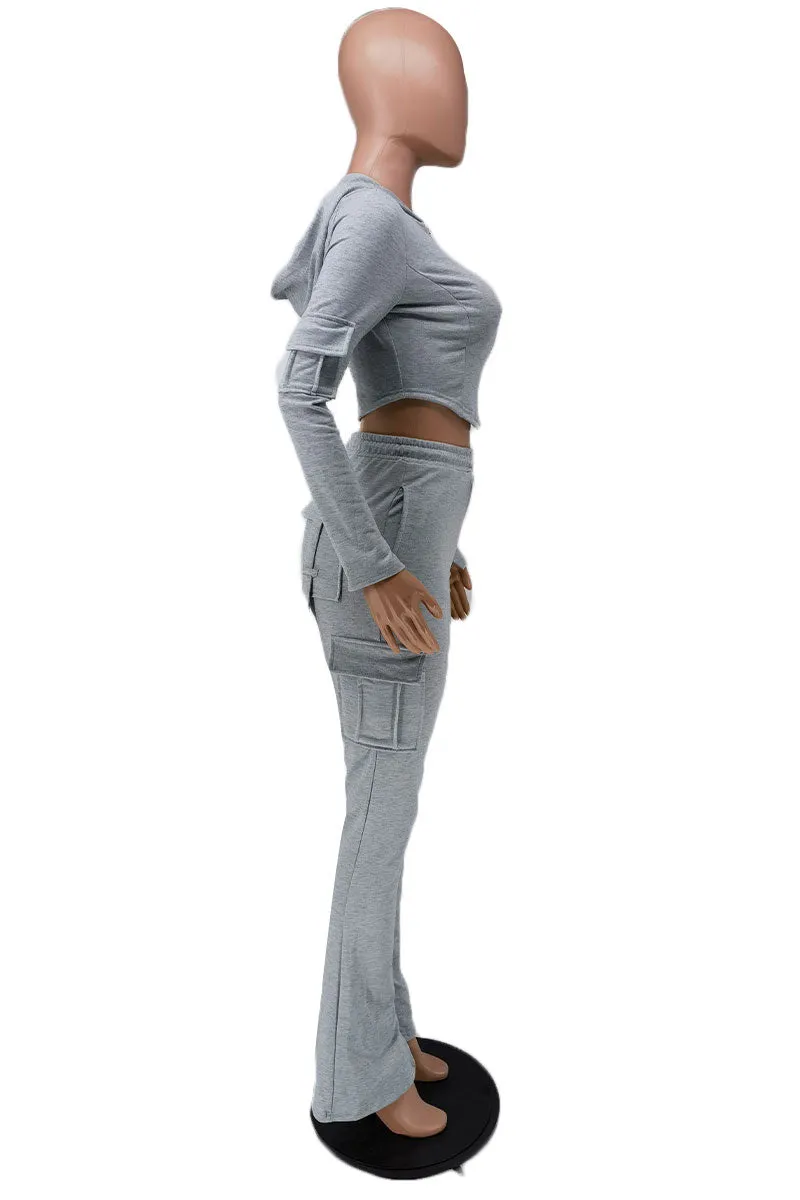 UJ0218 Fitted Hoodie Tracksuit Set