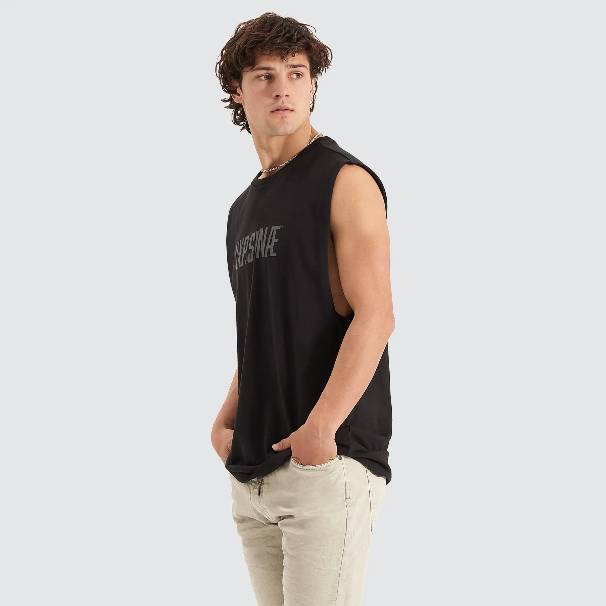 Underdog Scoop Back Muscle Tee Jet Black