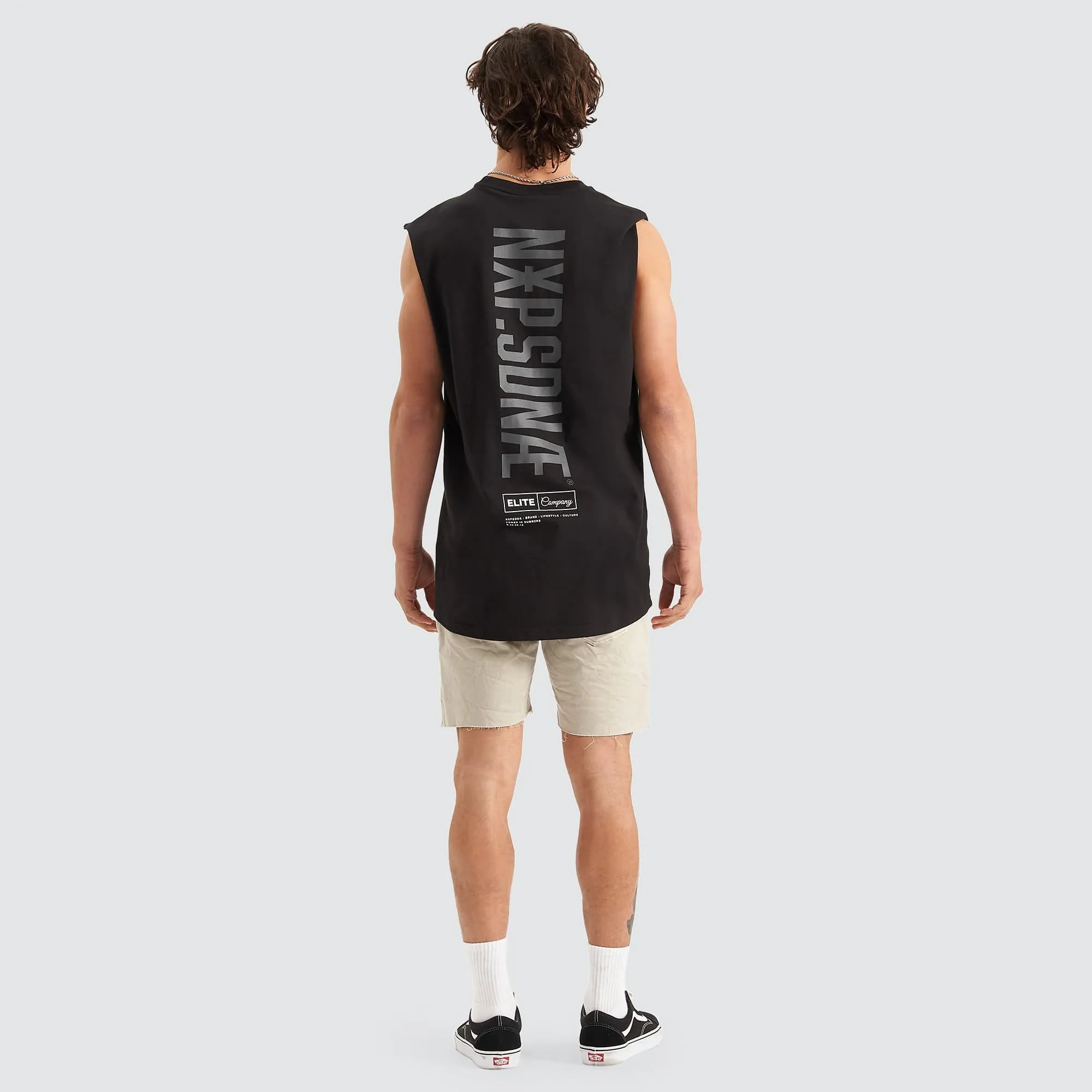 Underdog Scoop Back Muscle Tee Jet Black