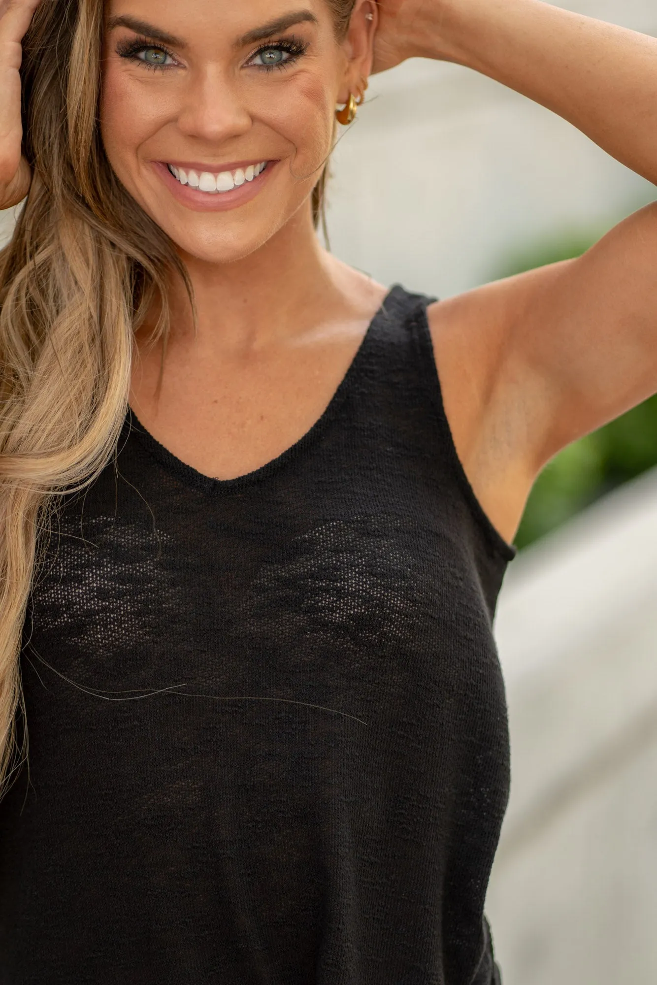 V Neck Sleeveless Cami Top Black
