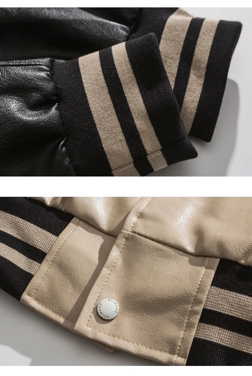 Varsity Portrait PU Leather Bomber Jacket