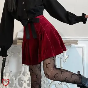 Velvet Pleated Mini Skirt