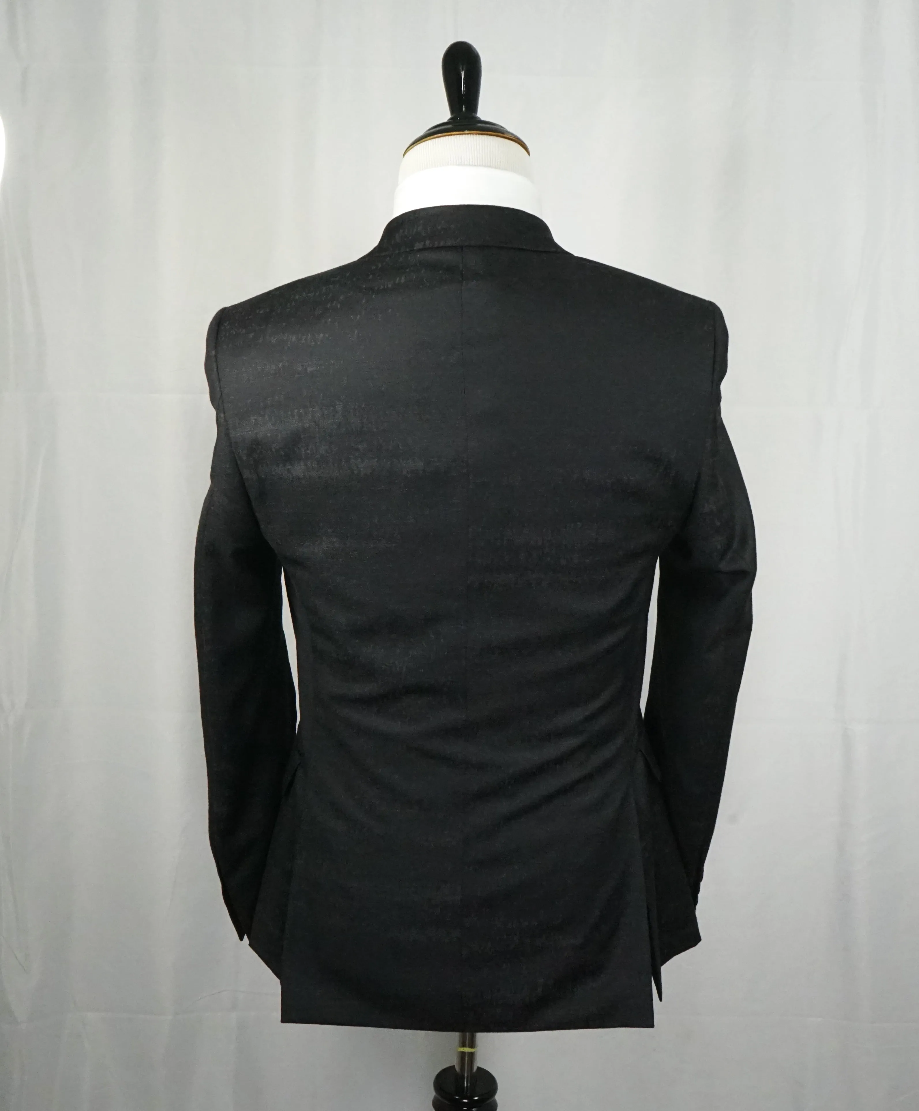 VERSACE COLLECTION -Abstract Textured Black & Gray Runway Melange Slim Suit- 40R