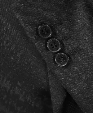 VERSACE COLLECTION -Abstract Textured Black & Gray Runway Melange Slim Suit- 40R