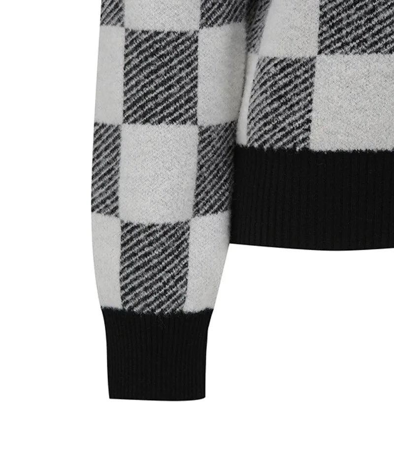 Vice Golf Atelier Women's Checker Board Windproof Half Zip-Up Sweater - White