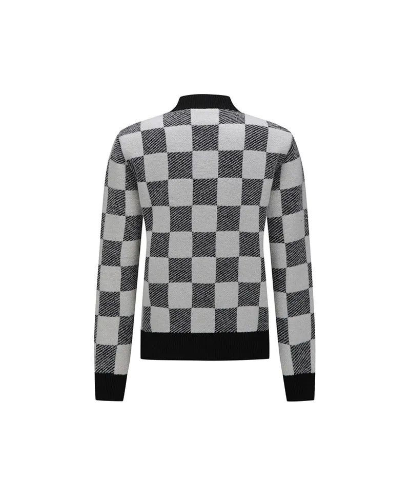 Vice Golf Atelier Women's Checker Board Windproof Half Zip-Up Sweater - White