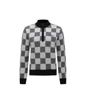 Vice Golf Atelier Women's Checker Board Windproof Half Zip-Up Sweater - White