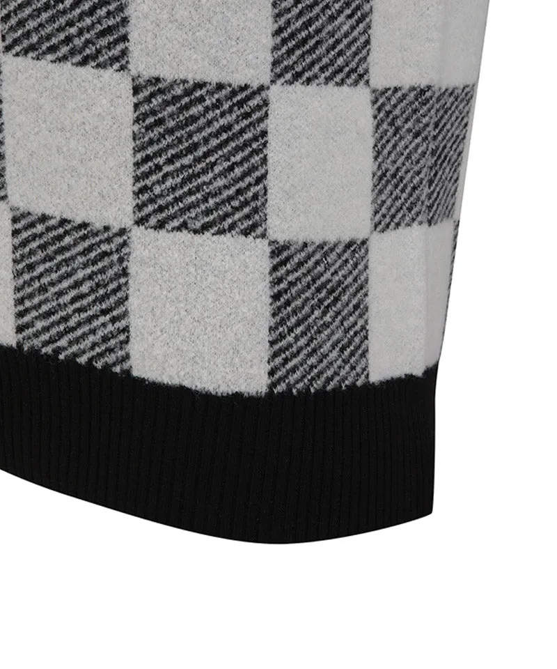 Vice Golf Atelier Women's Checker Board Windproof Half Zip-Up Sweater - White