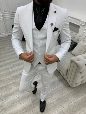 Vince White Slim Fit Peak Lapel Suit - Versatile Elegance for Every Occasion