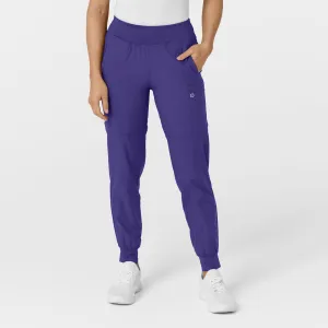 W123 5555 Comfort Waist Cargo Jogger Scrub Pants Grape