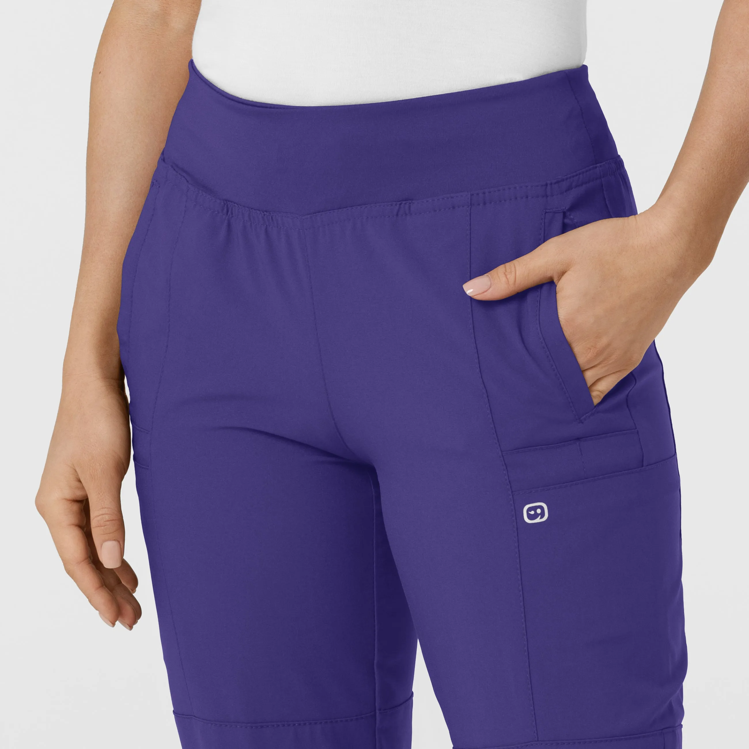 W123 5555 Comfort Waist Cargo Jogger Scrub Pants Grape