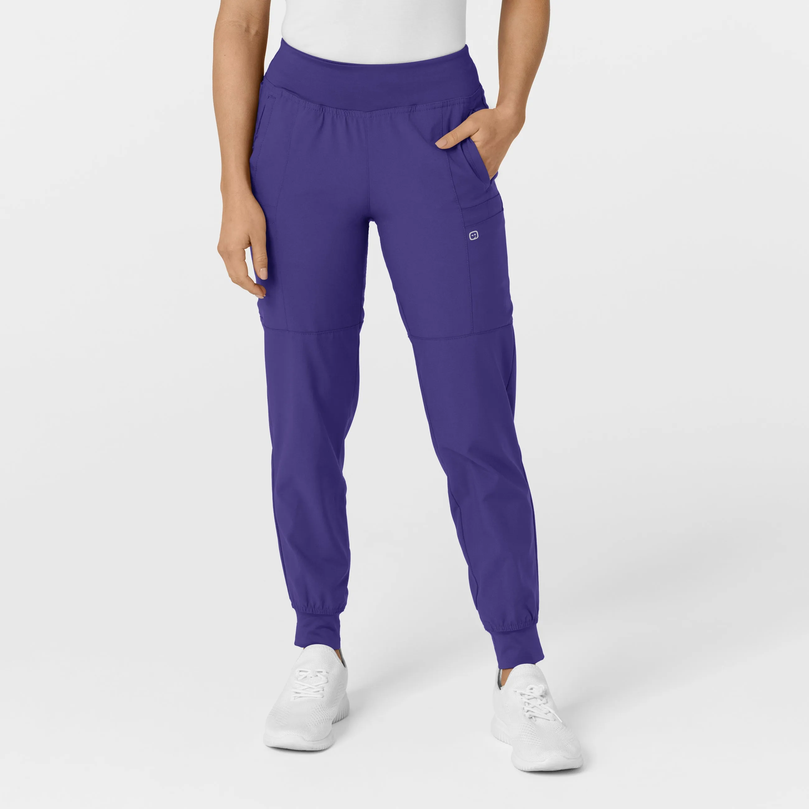 W123 5555 Comfort Waist Cargo Jogger Scrub Pants Grape