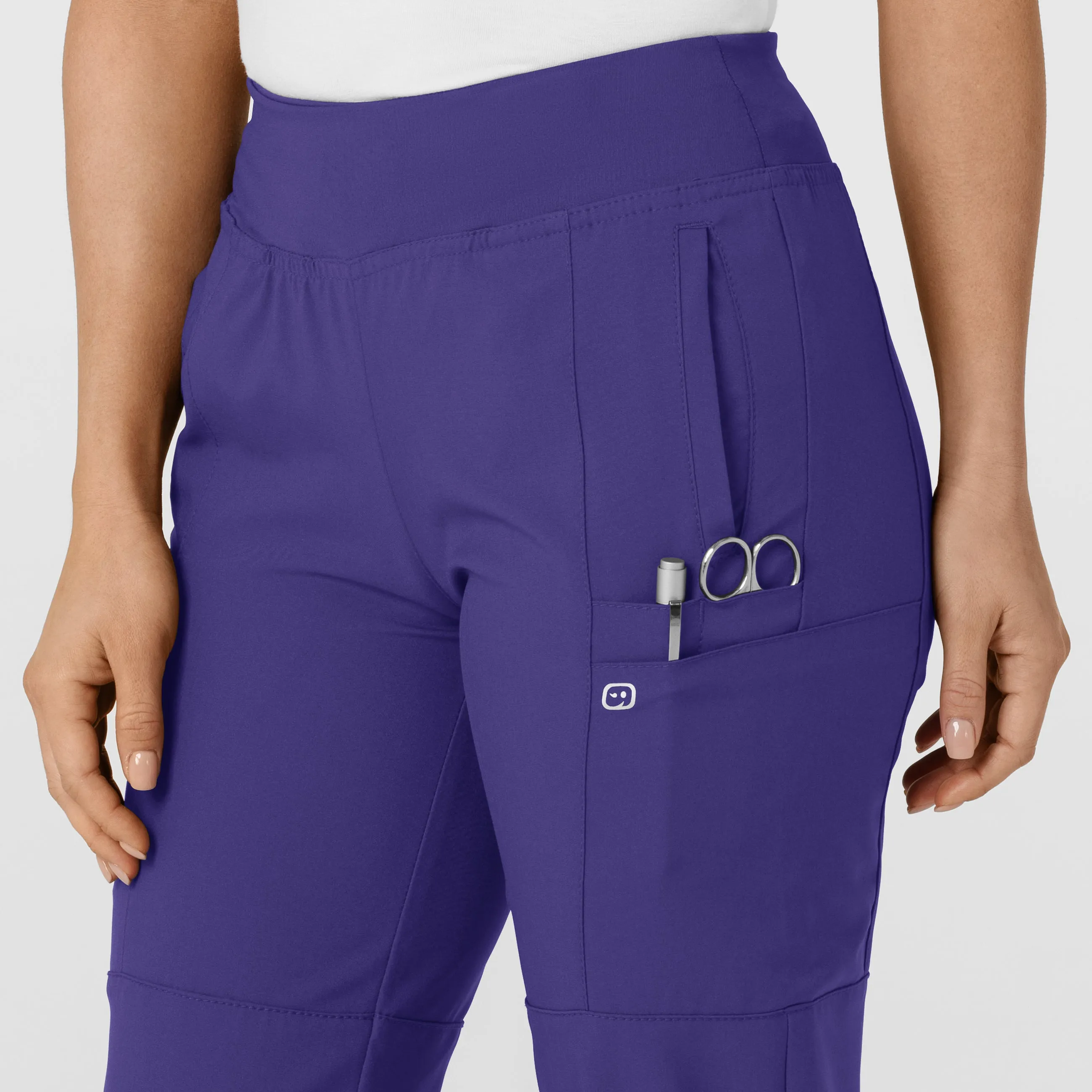 W123 5555 Comfort Waist Cargo Jogger Scrub Pants Grape
