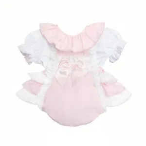 Wee Me Baby Girls Pink Frilly Romper