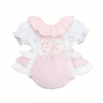 Wee Me Baby Girls Pink Frilly Romper