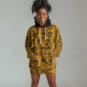 West African Yellow Art - Adinkra Culture Hoodie Dress DT02