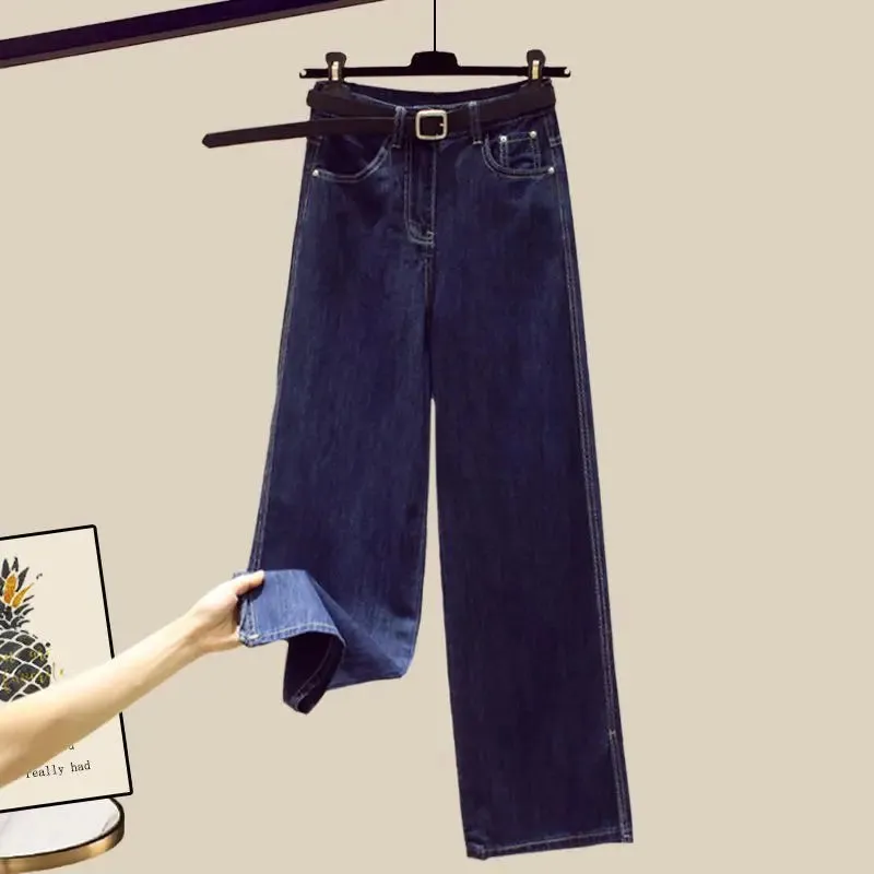 Western-style Knitting Vest Top Jeans Three Piece Set