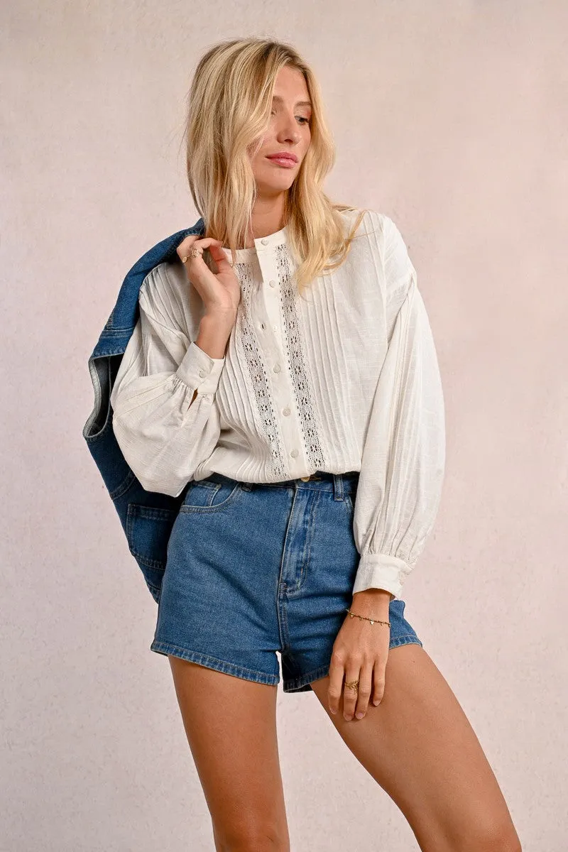 WIDE DENIM SHORTS