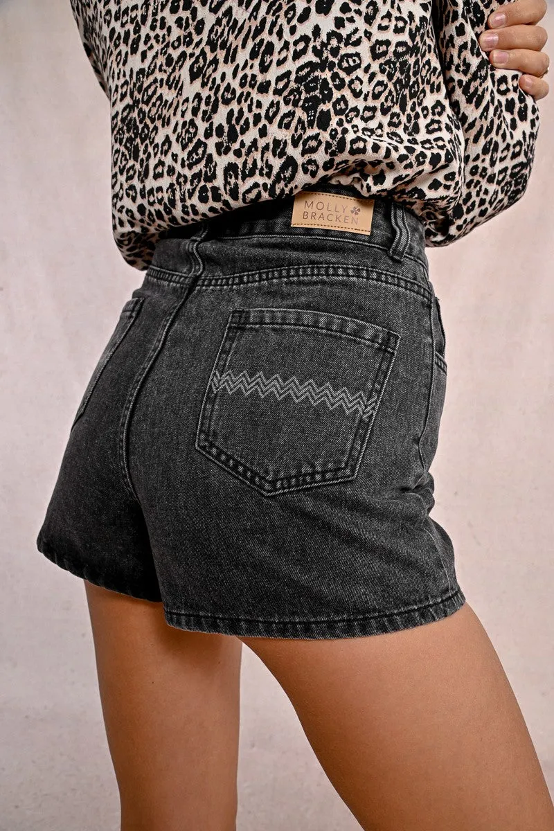 WIDE DENIM SHORTS