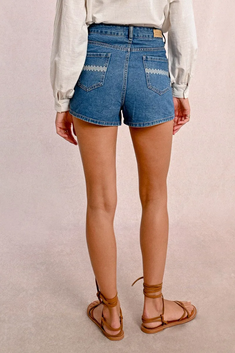 WIDE DENIM SHORTS
