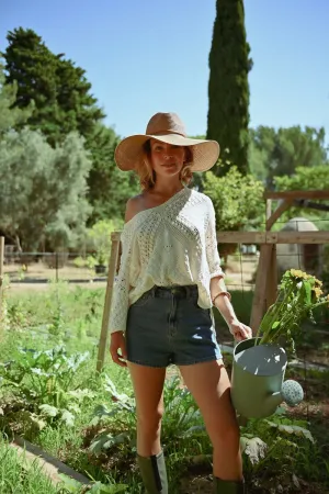 WIDE DENIM SHORTS