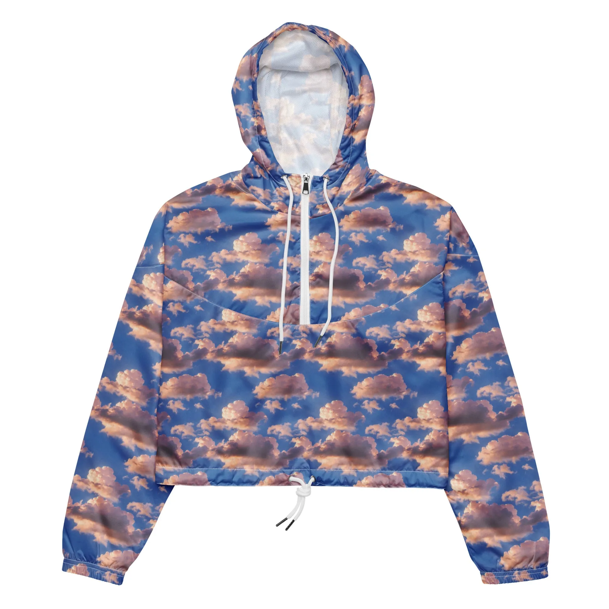 Women's Cropped Windbreaker - Cotton Candy Skies
