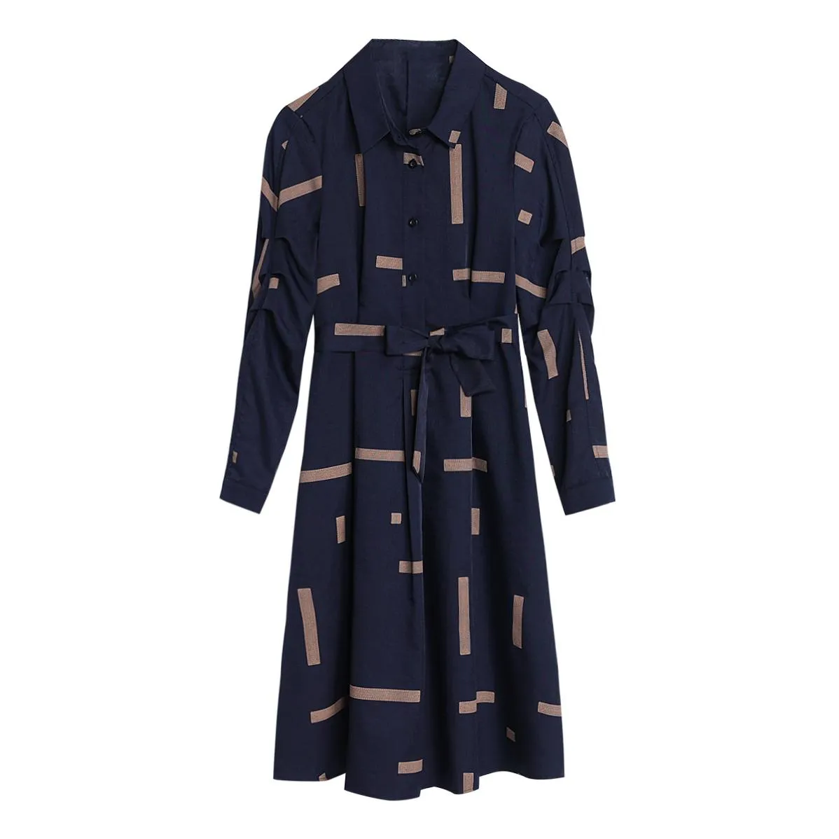 Women's Knee-Length T-Shirt Dress Featuring a Point Neckline and Floral Print