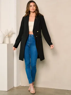 WOMEN'S LONG SLEEVE BUTTON CLOSURE COAT