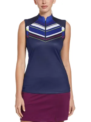 Women's Shift Stripe Mini Mock Notch Collar Golf Shirt