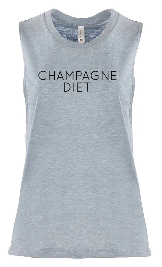 Women's Sleeveless Workout Tee "Champagne Diet"