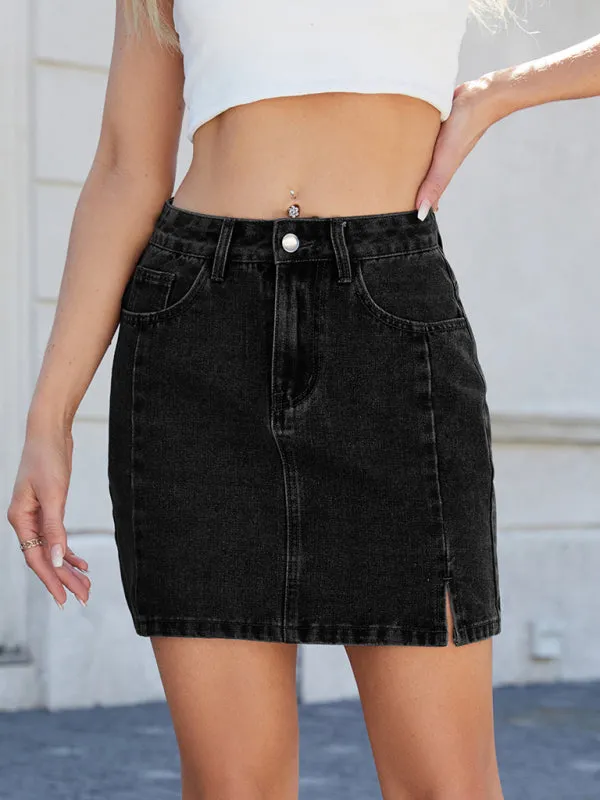 Women's slit denim hip skirt