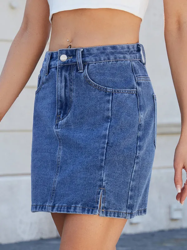Women's slit denim hip skirt