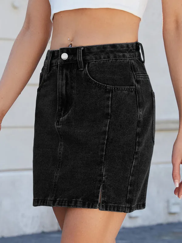 Women's slit denim hip skirt