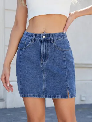 Women's slit denim hip skirt