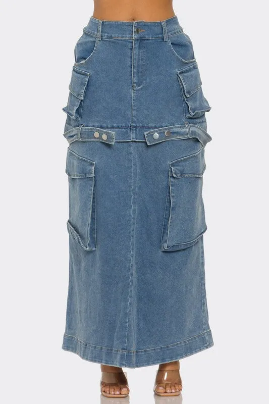 Women's Utility Denim Maxi Skirt