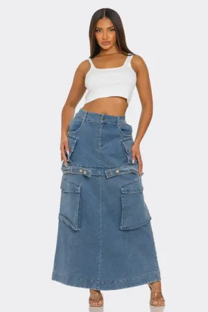 Women's Utility Denim Maxi Skirt