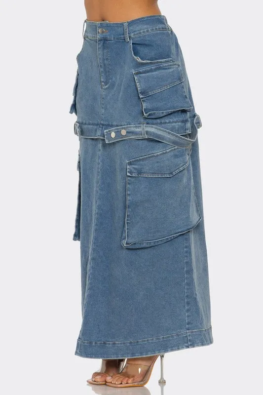 Women's Utility Denim Maxi Skirt