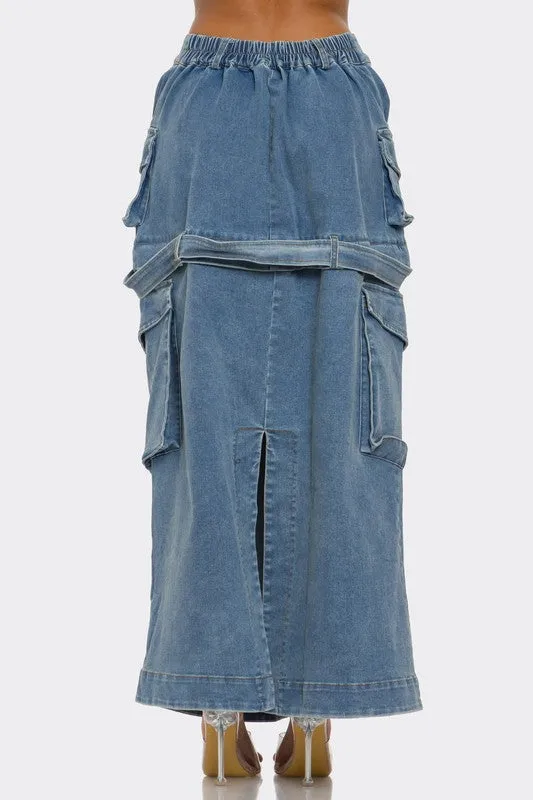 Women's Utility Denim Maxi Skirt