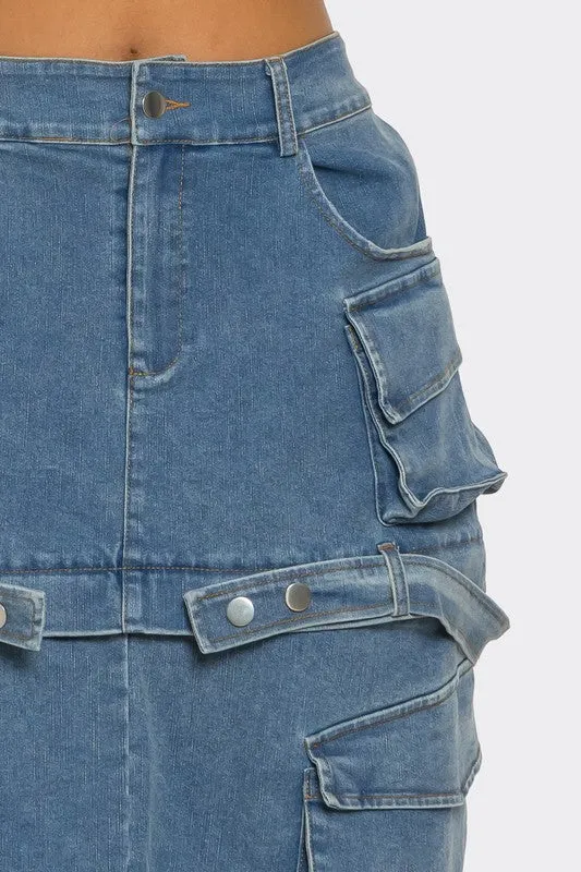 Women's Utility Denim Maxi Skirt