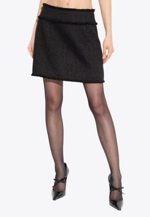 Wool Raschel Tweed Mini Skirt