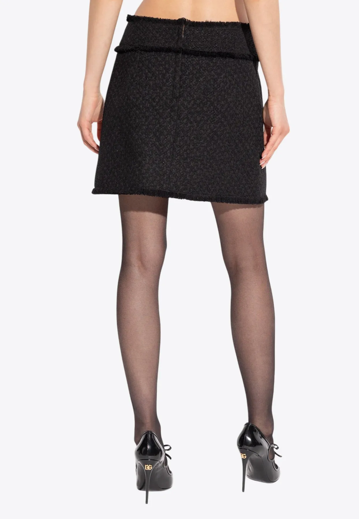 Wool Raschel Tweed Mini Skirt